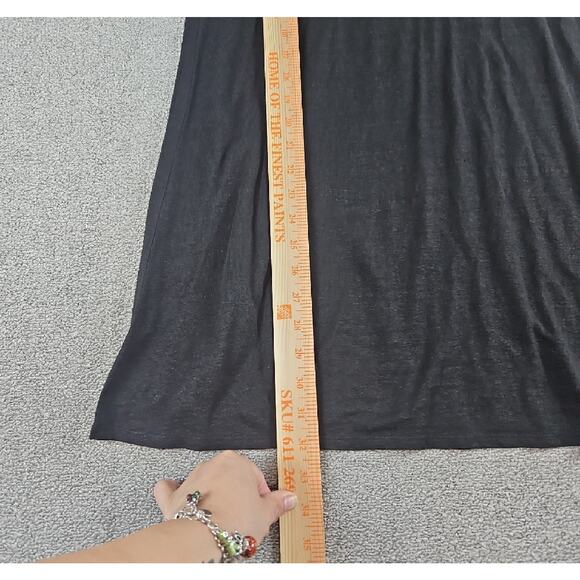 Eileen Fisher Dress Women’s Med Black Linen A-Line Swing Elbow Sleeve Minimalist - Picture 7 of 7